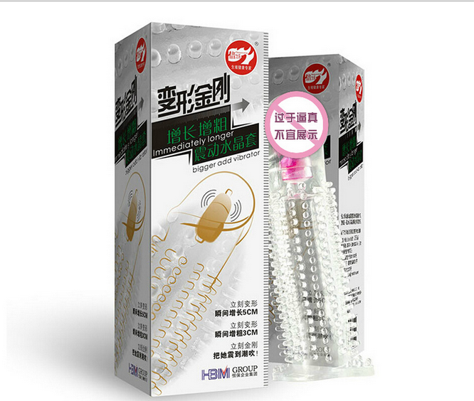 Насадка для увеличения члена с вибрацией и шипами для стимуляции влагалища