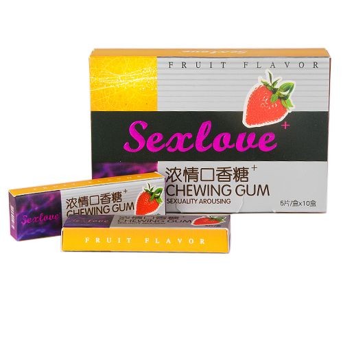 Возбуждающая жевательная резинка для женщин со вкусом клубники Sex Love